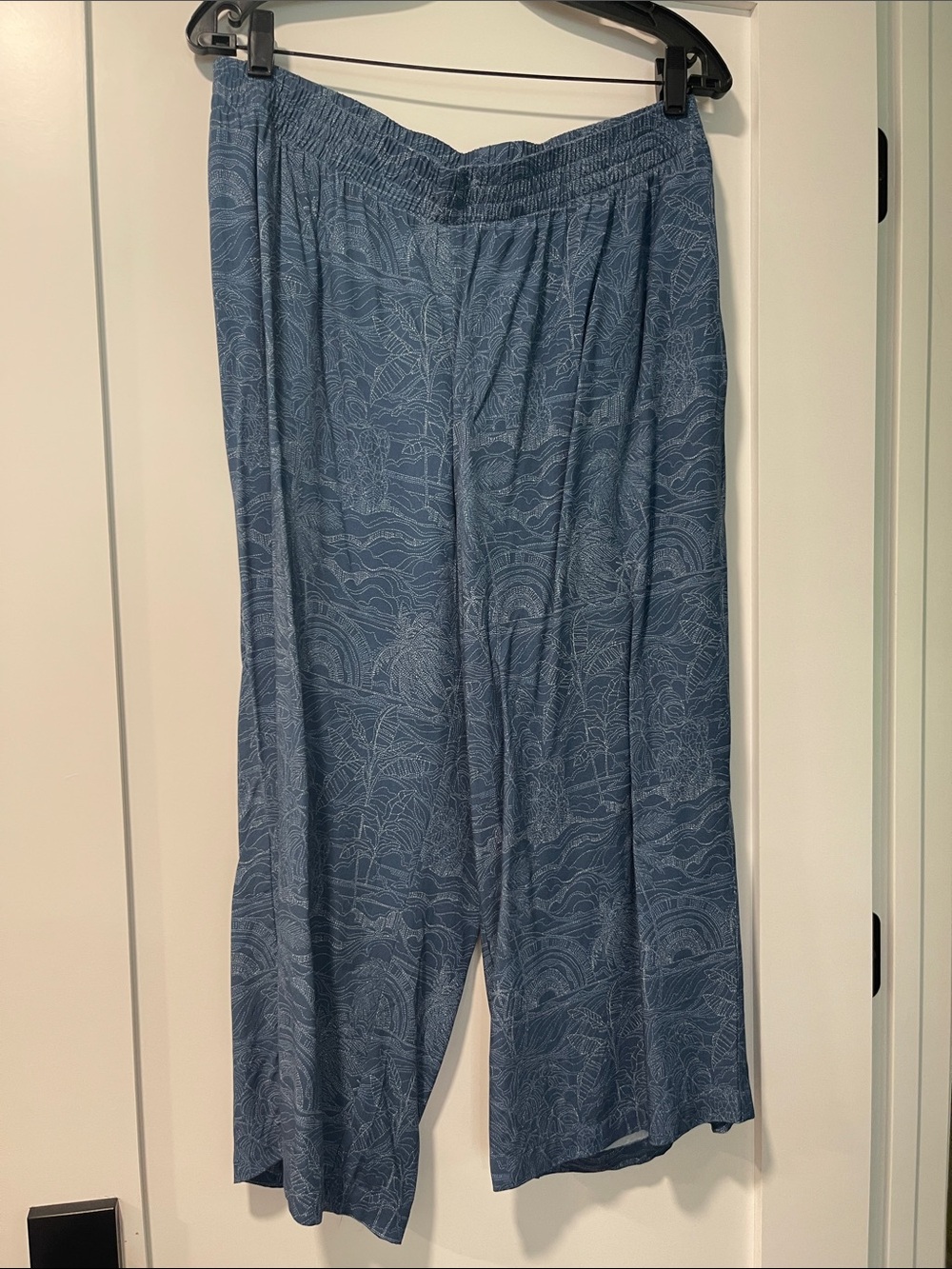 J. Jill Blue Patterned Cropped Wide-Leg Pants